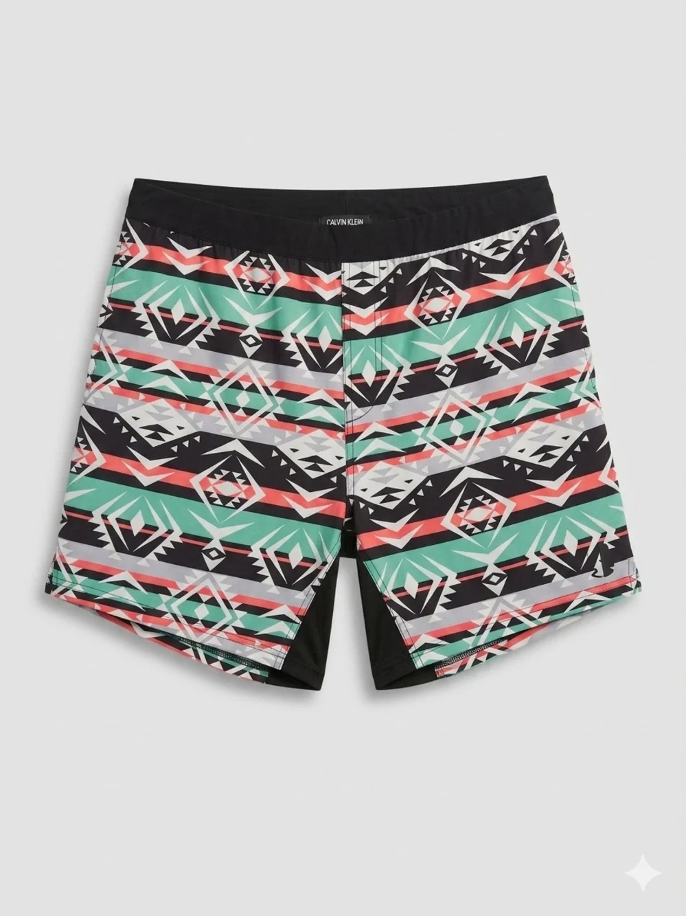 Tachuntfish Men's Black, Mint & Coral Athletic Shorts
